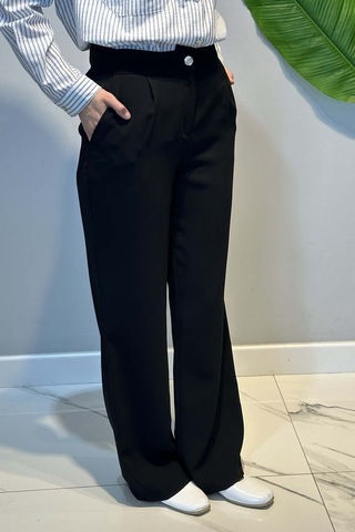 Lale Butik Pile Detay Palazzo Pantolon 16202 Siyah