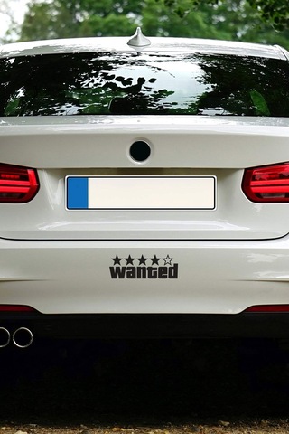 Wanted Yazılı Araç Sticker 21x29 Cm, Oto Sticker, Araba Sticker