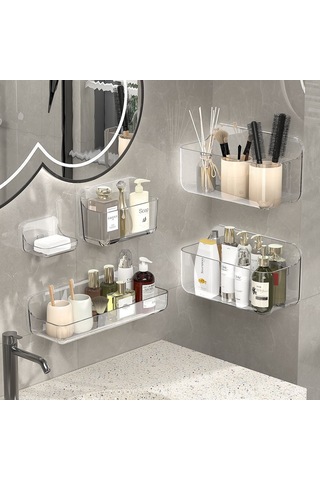 Mufunye Banyo Duş Dolabı, Sürekli Su Akışı Özelliği İle Cam, Plastik Malzemelerden Yapılmış, Delme Olmadan Monte Edilebilir Duvar Takımı A1310500 Şeffaf Uzun Diğer