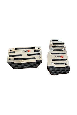 Universal Otomatik Metal Pedal Seti 2 Parça Krom Siyah
