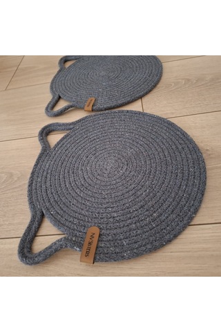 Antrasit Kedi Evcil Hayvan Mama Paspası / Pamuk Ip Hasır Kedi 26