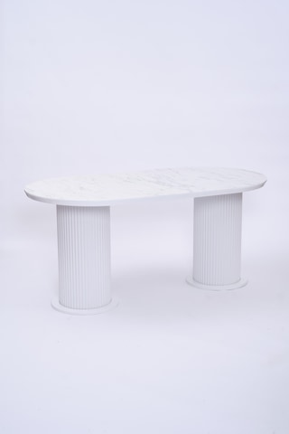 Bohem Boyalı Highgloss Mdf Yemek Masası 90 170 Beyaz Mermer