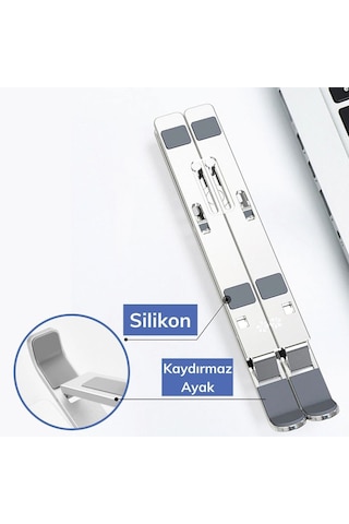 Ayarlanabilir Dizüstü Destek Tabanı Tamamen Katlanabilir Taşınabilir Laptop Yükseltici 4741 Antik Beyaz