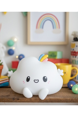 Little Cloud Silikon Gece Lambası Dokunmatik Renk Değiştiren Led Uyku Lambası, Çocuk & Bebek Odası Beyaz