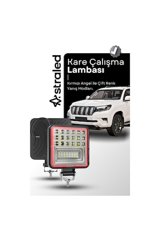 Off Road 12-24 Volt Kare Sis Farı Drl Kırmızı 4 İnç 126 W Oto Çalışma Lambası