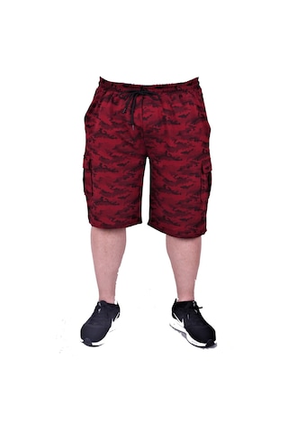 Moc Grande Mocgrande Büyük Beden Likralı Erkek Penye Şort Honeycomb Camouflage 23612 Bordo