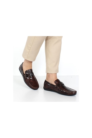 Erkek Kahverengi Kroko Rugan Deri Loafer