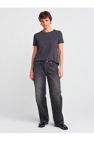 Dilvin 3471 Bisiklet Yaka Basic T-shirt-koyu Antr. Koyu Antr. Antrasit