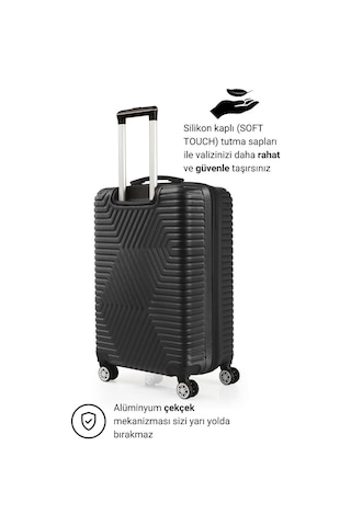 G&d Polo Suitcase Abs Kabin Ve Orta Boy Siyah 2'li Valiz Seti 600.01-set-ok Siyah