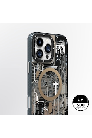 Apple Uyumlu iPhone 16 Pro Max Kılıf Magsafe Şarj Özellikli Youngkit Technology Serisi Kapak Desert Gold