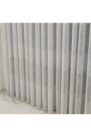 Tül Perde Sıralı Çizgili Natural Keten Tül Ütü Sezmez Yeni Sezon Tül Perde 1x2.5 Orta Pileli Tül Perde