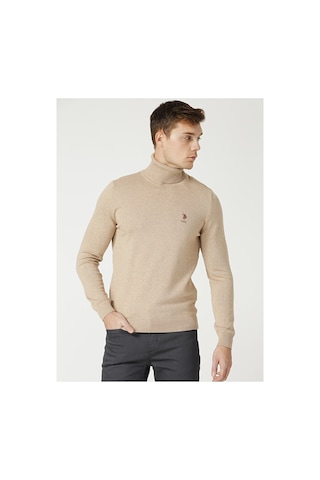 U.S. Polo Assn. Düz Camel Erkek Kazak Çok Renkli