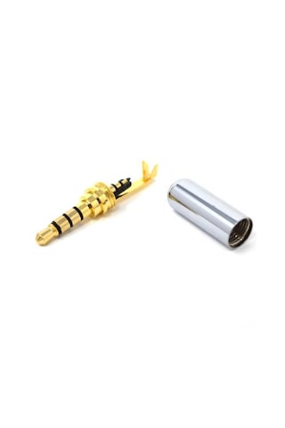3.5mm Stereo Jak 3 Pin 4 Boğumlu Metal Konnektör - Lehim Tipi Gri