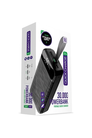 Powerway QC30 Siyah PD 22.5W 30.000 mAh Hızlı Şarj Powerbank