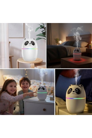 Masaüstü Oda Nemlendirici Panda Figürlü Hava Nemlendirici Ultrasonik Soğuk Buhar Makinesi Led Aydınlatmalı
