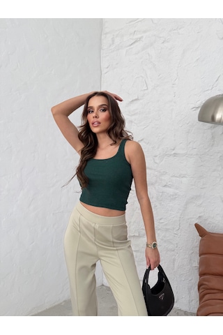 Yeşil Sıfır Kol Crop Yeşil