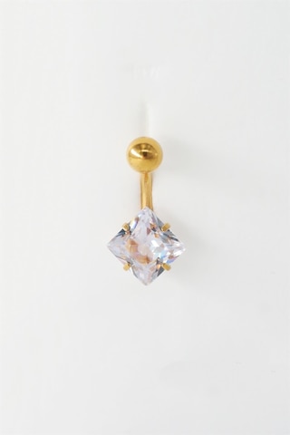 Kadın 316l Anti Alerjenik Topcuklu Baget Zirkon Taşlı Göbek Piercing