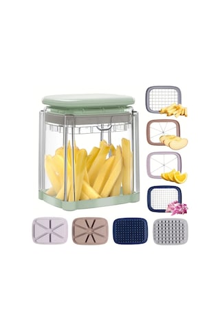 Dashanshop 1 Takım Pres Tipi Patates Kızartma Kesici Light Green Soğan Doğrayıcı Havuç Kesici Mutfak Aletleri Salatalık Ve Patates Çok Amaçlı Sebze Kesici 1 Parça