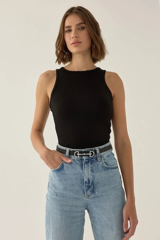 Hiccup Rousey Racer Crop Top Siyah