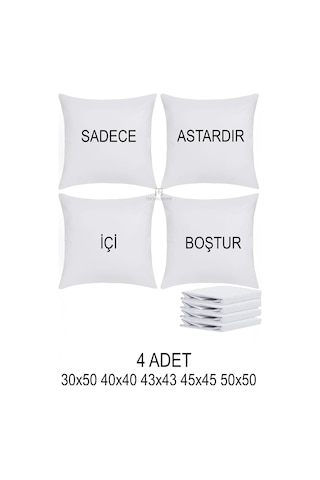 Teksnil Home 4 Adet Fermuarlı Kırlent İç Astarı 5 Ebat Kırlent İçi Yastık Kılıf Astar Milt- 40x40 Diğer