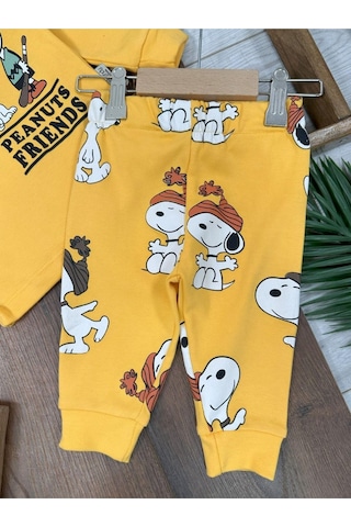 Bisiklet Yaka Peanuts Friends Baskılı Alt Üst Pijama Takımı 4bb2 Sarı
