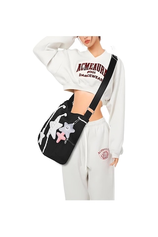 Sevimli Haberci Çantası, Estetik Çapraz Çanta, Y2k Yıldız Grunge Çanta Emo Omuz Çantası Kadınlar İçin Siyah A359 Siyah