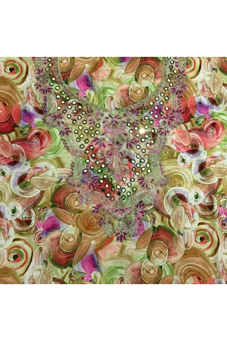 İşlemeli Hint Elbise Kumaşı 370x110cm Model 2 Renkli