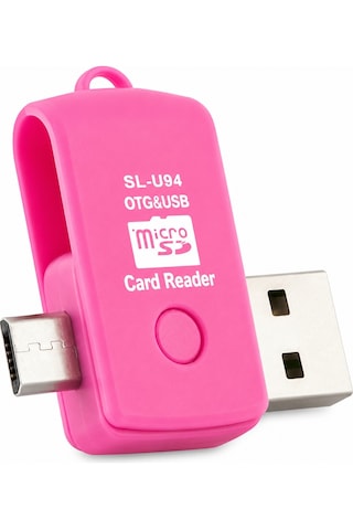 Micro Sd Kart Okuyucu Otg Usb Bellek Aktarım Adaptörü Pembe Android Telefon Uyumlu