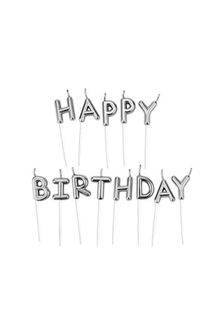 Happy Birthday Doğum Günü Gümüş Mum Seti