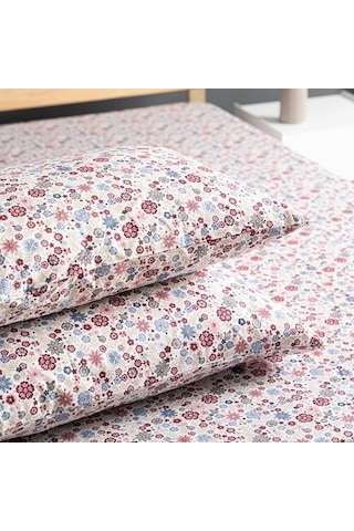 Liberty %100 Pamuklu Tek Kişilik 120 X 200 Lastikli Çarşaf Seti Bordo Açık Gri - Antrasit