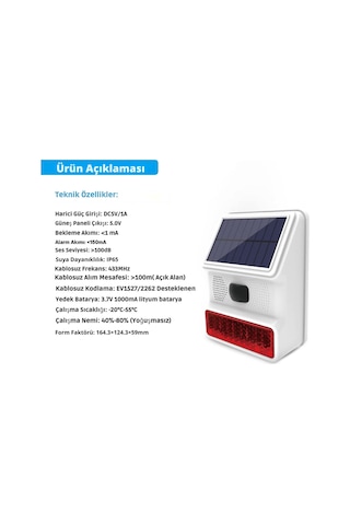 Akıllı Güvenlik Alarm Sistemleri Güneş Enerjili Dış Siren Ve Pet Uyumlu - Ekstra Plus Set