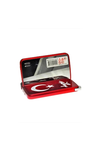 Kişiye Özel İsimli Kırmızı Türk Bayrağı Çakmak Aynalı Çakmak Türkiye Ay Yıldız Kırmızı