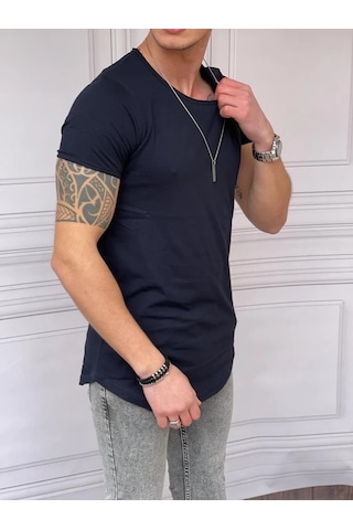 Modefendi Slim Fit Oval Kesim Pamuk Basic Tshırt Lacivert Modefendi Slim Fit Oval Kesim Pamuk Basic Tshırt Lacivert