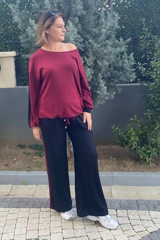 Mia Butik Büyük Beden Bordo Mehita Eşortman Takım Bordo
