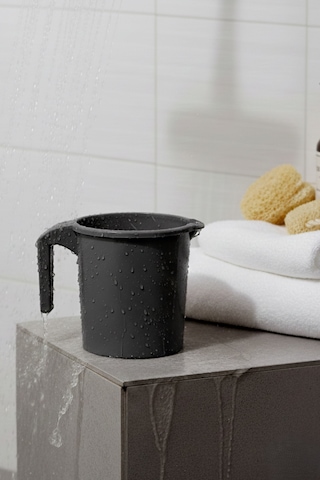 Plastik Saplı Maşrapa 1600 Ml Tuvalet Banyo Plastik Su Kabı Siyah Antrasit