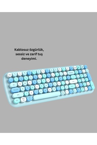 Northcity Retro Tarz Kablosuz Klavye Ve Mouse Seti - 104 Tuşlu Ergonomik Tasarım