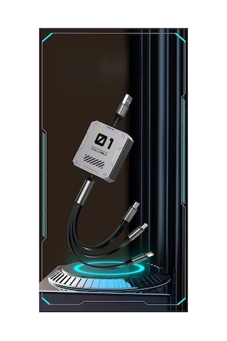 100w Fulltech Makaralı 3 İn 1 Hızlı Şarj -aluminyum Gövde Lightining , Micro , Typ-c Şarj Kablosu 0