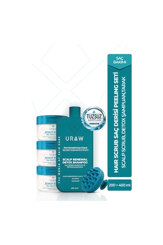 Hair Scrub Saç Derisi Peeling Seti Scrub + Detox Şampuan + Tarak Tüm Saçlar