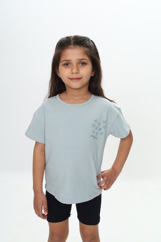 Toontoy Kids Toontoy Kız Çocuk Göğsü Çok Kalp Baskılı Tişört Yeşil