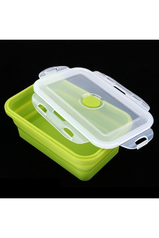 Homyl Katlanır Silikon Öğle Yemeği Kutusu Kase Bento 540ml-yeşil 540ml Yeşil Çok Renkli