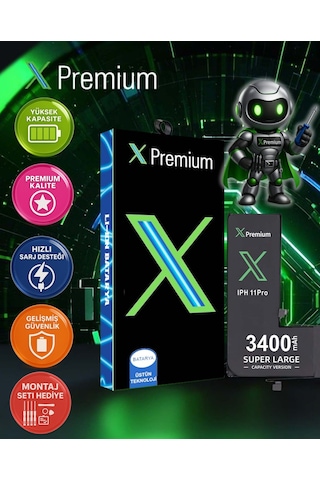 Xpremium Apple Uyumlu iPhone 11 Pro Batarya Pil Süper Yüksek Kapasiteli Güçlendirilmiş 3400 Mah