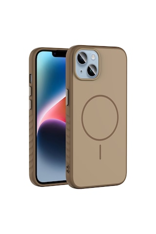 Zore Apple iPhone Uyumlu 15 Kılıf M-safe Şarj Özellikli Zore Tea Kapak - Siyah