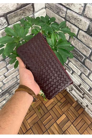 Guard El Örgüsü Küçük Boy Bordo Hakiki Deri Kadın Çantası P2271 Bordo