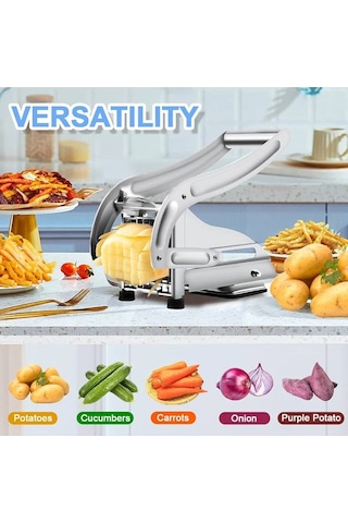 Çelik Patates Dilimleyici - Çok Fonksiyonlu Patates Dilimleyici, Sebze Doğrayıcı &amp Amp Rendeli A Çok Renkli