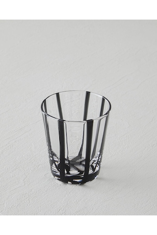 English Home Stripe Cam El Yapımı Bardak 240 Ml Siyah