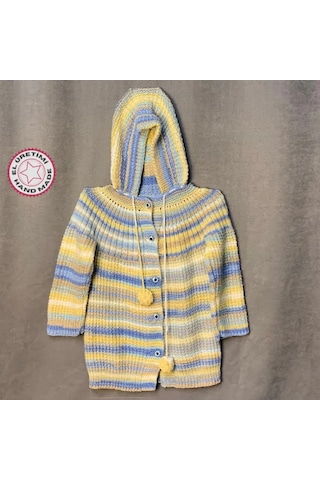 Uretti - Tuğba 9352 - El Örgüsü Kapüşonlu Renkli Erkek Çocuk Hırka - 5 Yaş Çok Renkli
