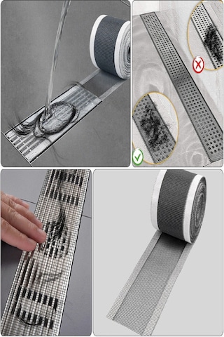 4 Metre Yapışkanlı Banyo Gider Koruyucu Saç Toplayıcı Gider Böcek Koruyucu Gider Süzgeci Diğer