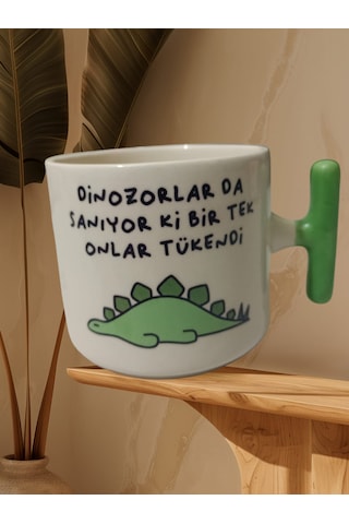 Espirili Çift Taraf Yazılı Kupa Bardak Yeşil T