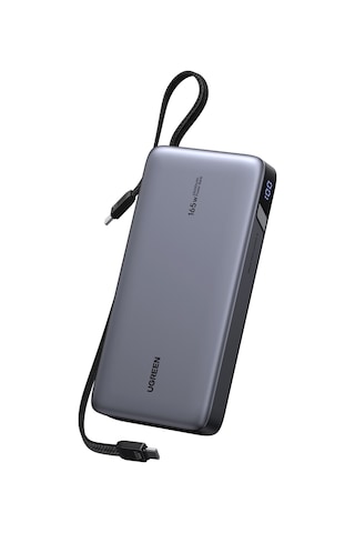 Ugreen Nexode 25.000 Mah 165w Akıllı Ekranlı, Dahili Usb-c Kablolu, Hızlı Şarj Powerbank, 55995b Gri - Siyah