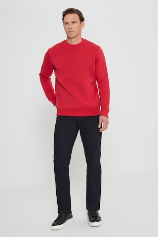 AC&Co / Altınyıldız Classics Erkek Kırmızı Standart Fit Normal Kesim İçi Polarlı Bisiklet Yaka Sweatshirt Kırmızı